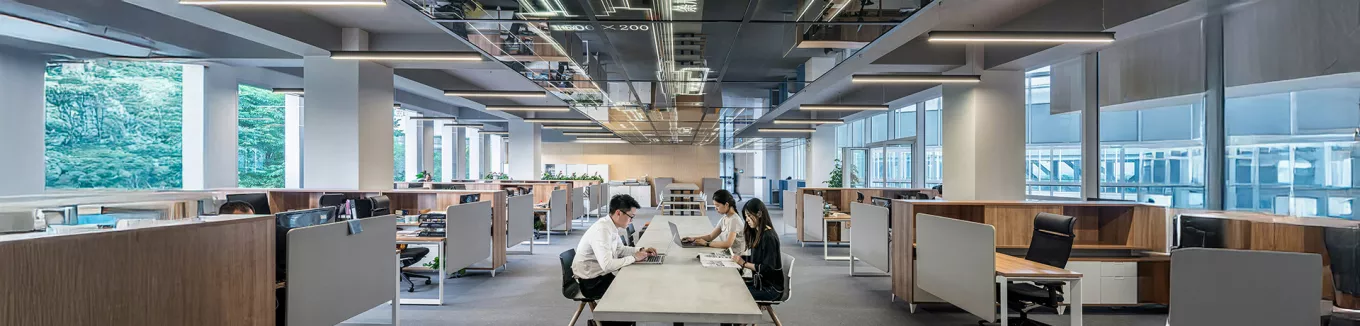 Foto mostra duas pessoas trabalhando no escritório