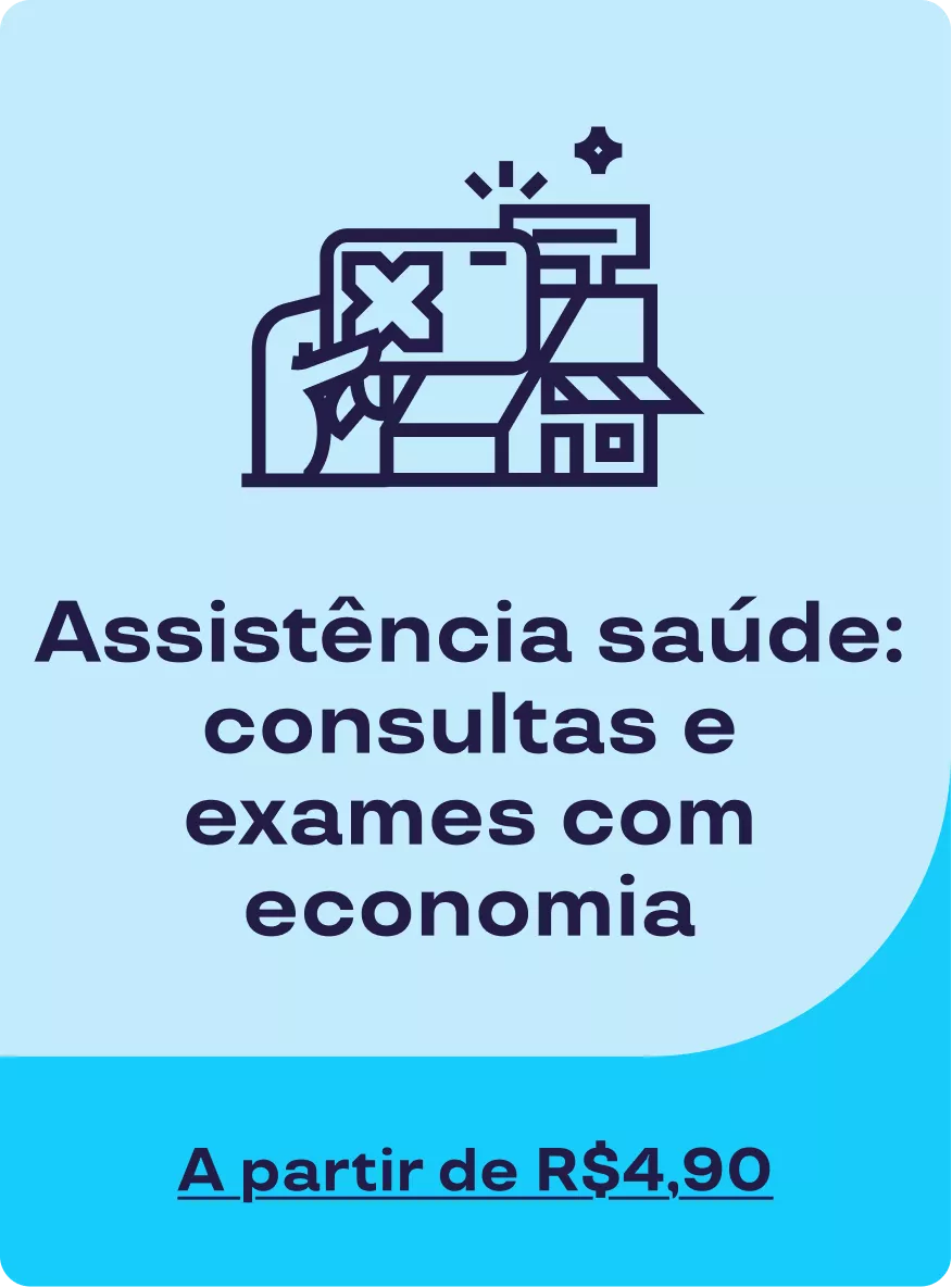 Card de assistência saúde com acesso a consultas e exames com preços reduzidos, promovendo economia e cuidado com o bem-estar dos colaboradores