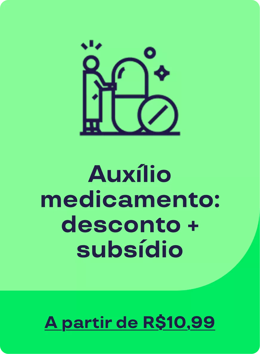 Card de auxílio medicamento com descontos e subsídio para compra de medicamentos, contribuindo para saúde e economia dos colaboradores