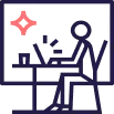 Ícone ilustrativo de profissional em estação de trabalho representando bem-estar financeiro e benefícios que fazem diferença para colaboradores
