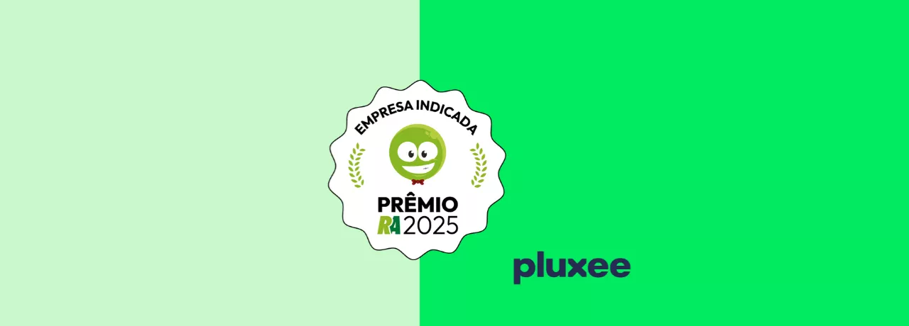 Imagem mostra o logo de reclame aqui e o logo da Pluxee