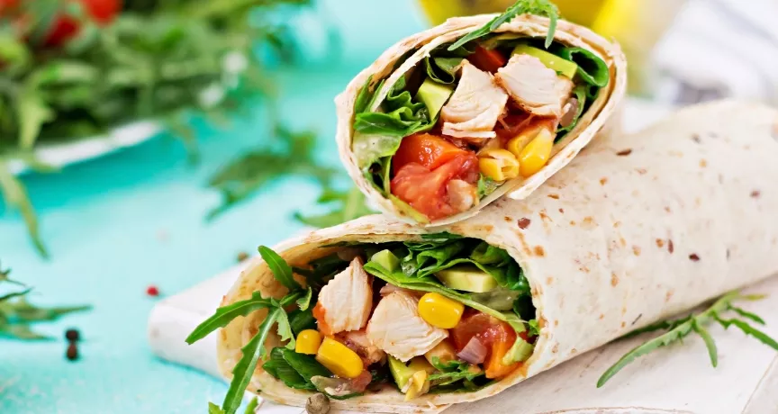 receita wrap de frango e rúcula