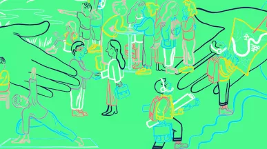 desenho de pessoas em momentos de lazer