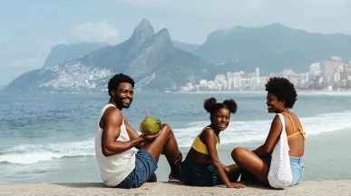 família na praia.