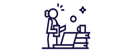Ícone de uma pessoa trabalhando em uma mesa de escritório