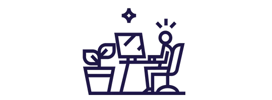 Ícone de pessoa trabalhando no computador