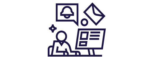 Ícone de uma pessoa trabalhando no computador