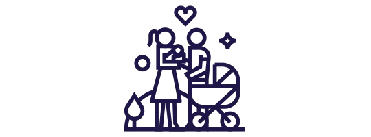 Ilustração de uma família com um bebê