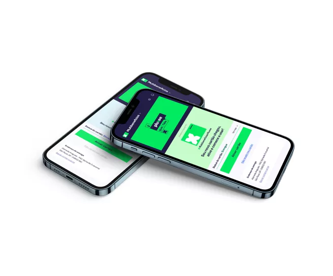 Dois smartphones com telas de pagamento, ativação de cartão e uso de Pluxee Pay.