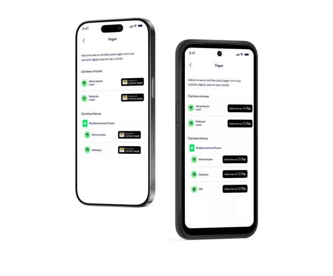 A imagem mostra um celular com o app Pluxee aberto na tela pagamentos