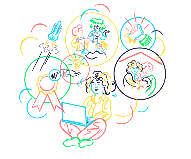 illustration showing an employee's many engagements