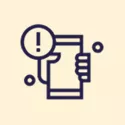Ícone de smartphone com alerta em destaque, representando notificações e avisos disponíveis no app Pluxee para o consumidor.