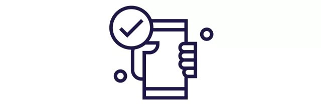 Icon succesful transaction on a smartphone