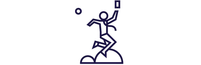 Ícone mostra uma pessoa saltitando feliz com seu cartão de benefícios