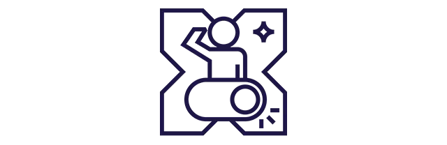 Ícone de uma pessoa batendo continência com o logo Pluxee logo atrás 