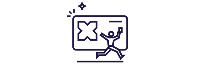 Ícone de uma pessoa feliz com um cartão Pluxee de fundo