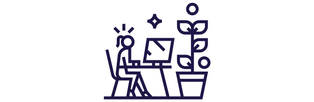 Ícone de uma pessoa trabalhando no computador