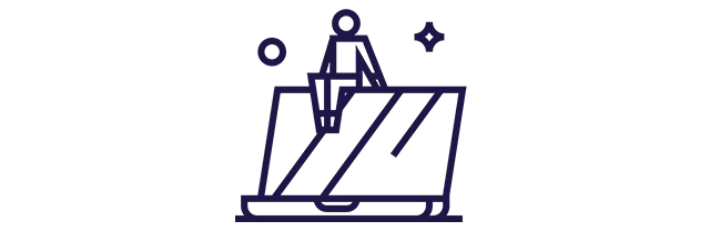 ícone de uma pessoa sobre um notebook gigante