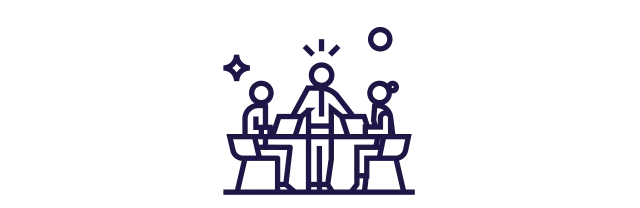 Ícone de 3 pessoas fazendo uma reunião