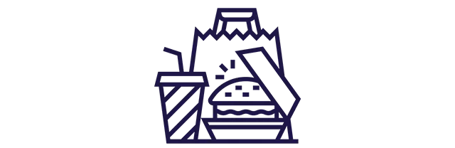 Ícone mostra uma refeição de fast-food