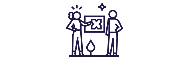  Ícone mostra pessoas vendo um cartão da Pluxee na parede