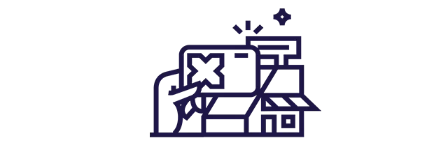 Ícone mostra um cartão Pluxee na frente de lojas
