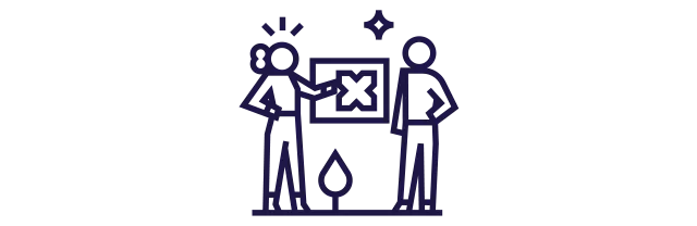 Ícone de duas pessoas vendo uma tela com o cartão Pluxee