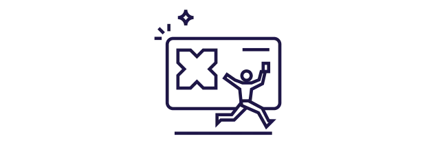 Ícone mostra uma pessoa feliz com seu cartão Pluxee