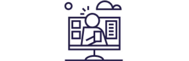 Ilustração mostra uma pessoa tomando café dentro de uma tela