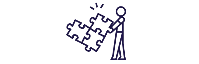 Ilustração mostra uma pessoa segurança três pedaços grandes de um quebra-cabeça