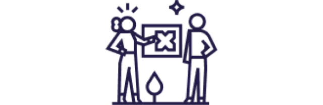 Ícone mostra duas pessoas trabalhando juntas