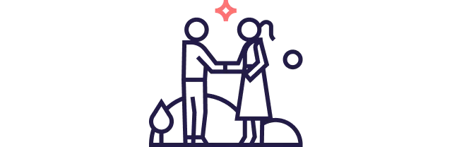 A ilustração mostra duas pessoas dando as mãos